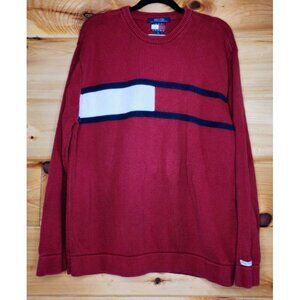 Y2K TOMMY HILFIGER Sweater Mens XL Chunky Knit Long Sleeve Pullover Preppy Vtg